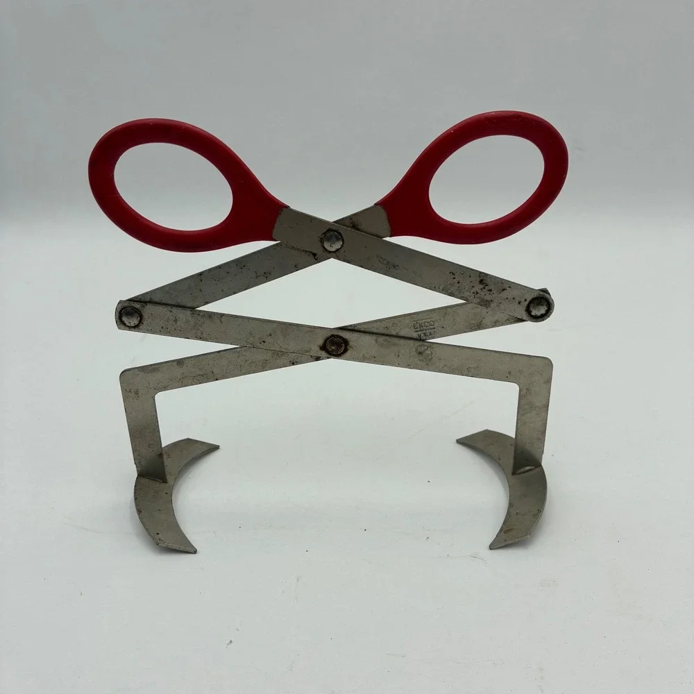 Vintage EKCO Red Handle Scissor Jar Lifter USA Stainless Steel Canning Tool